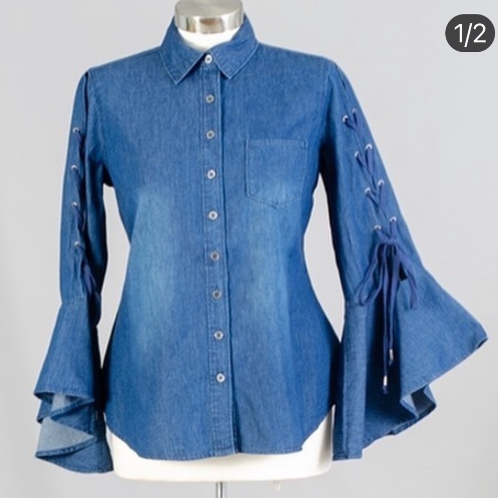 Blue Jean flair arm shirt